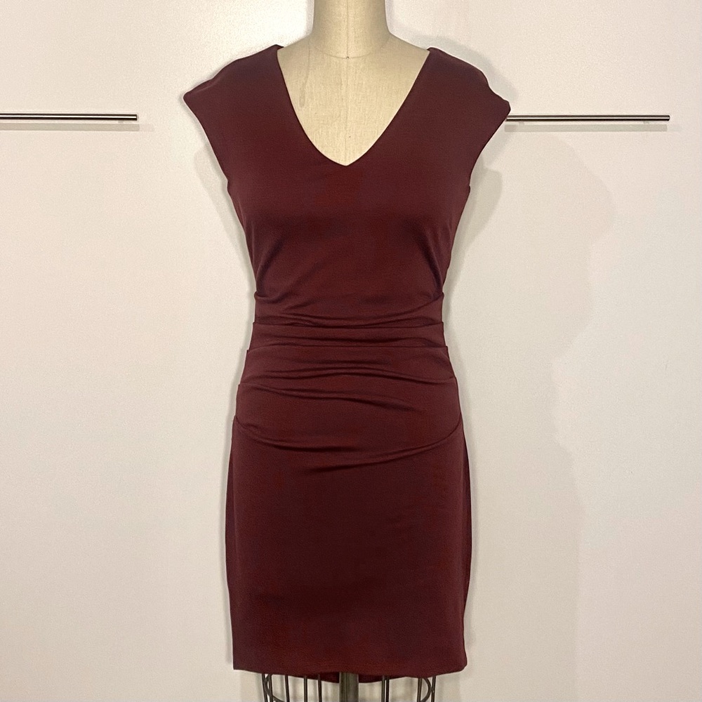 NWOT W118 Walter Baker Burgundy Ruched Dress - size XS